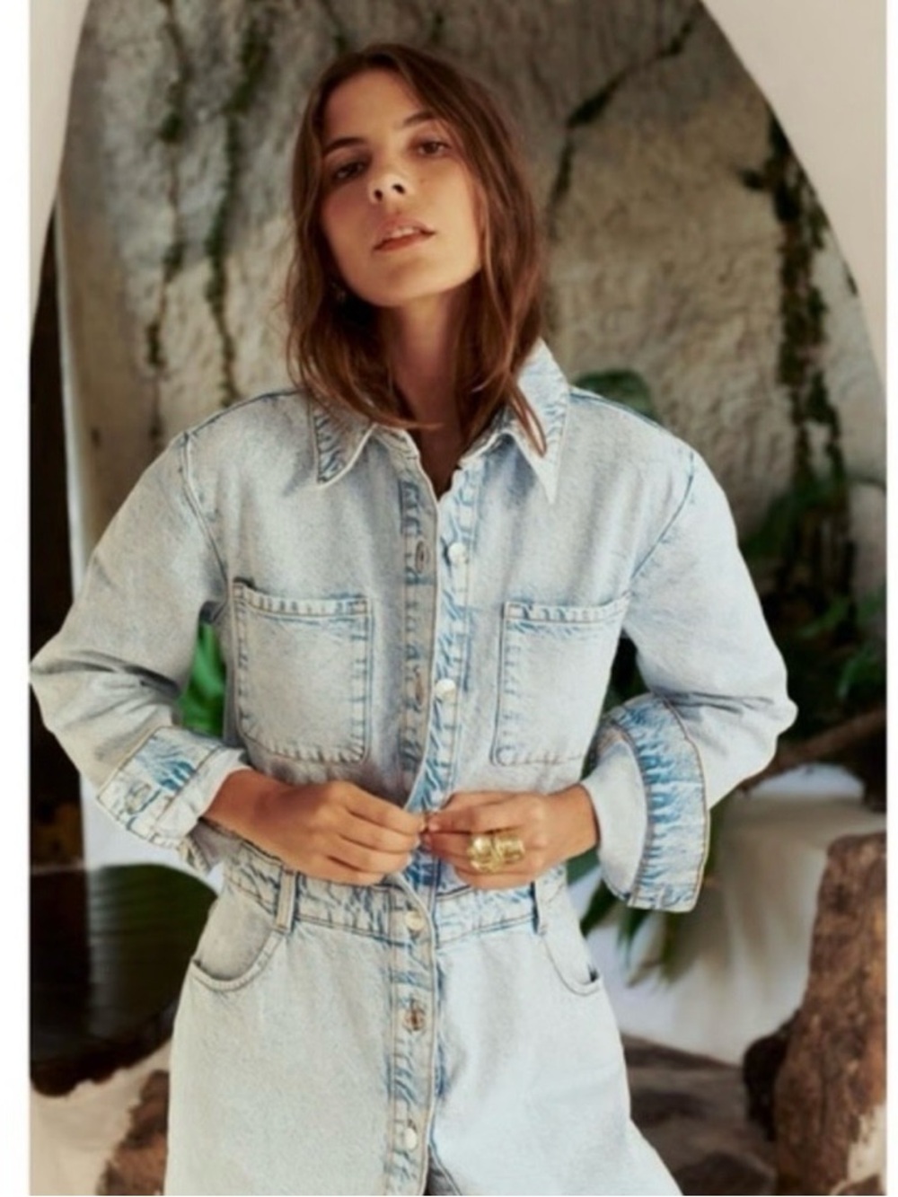 Zara Light Blue Denim Overalls